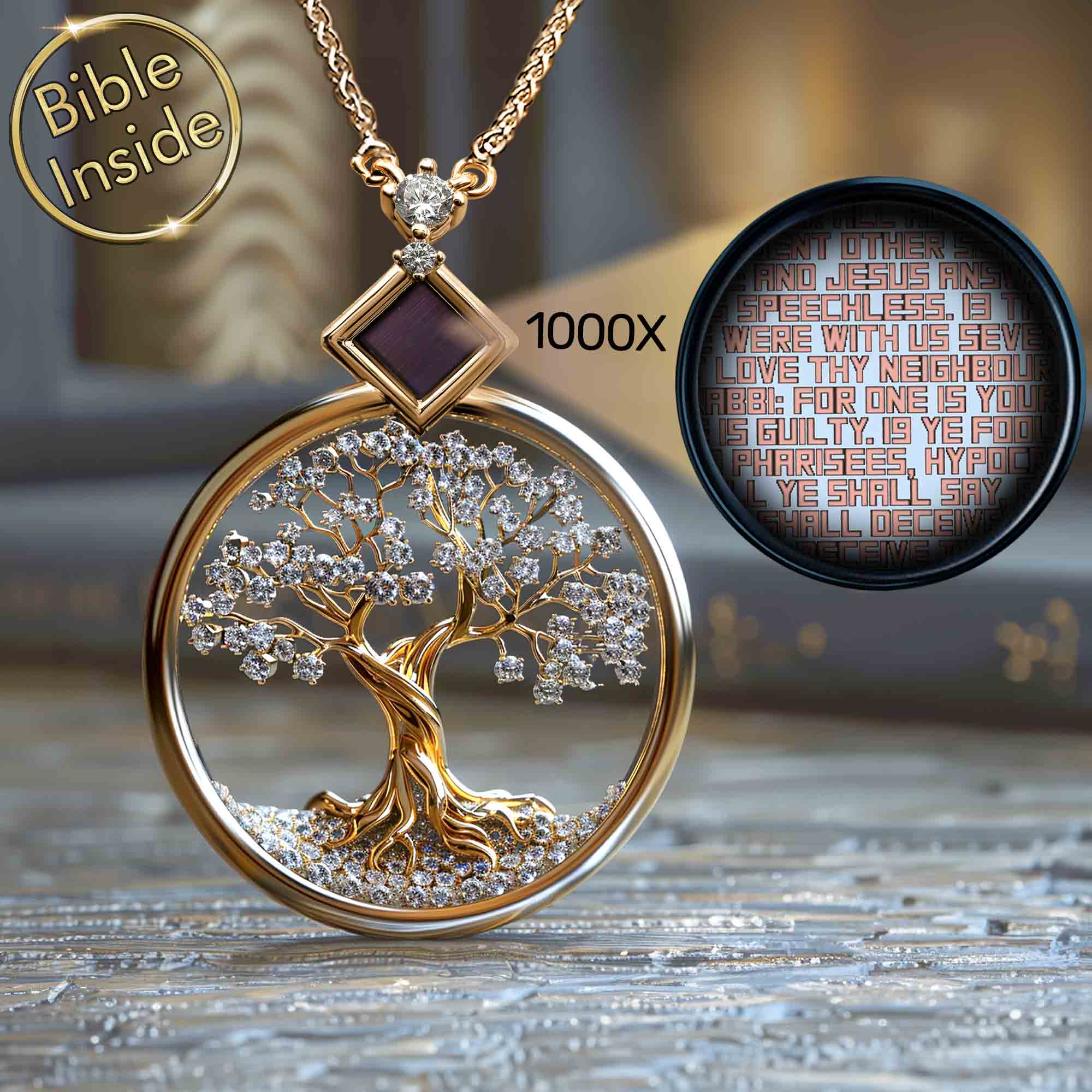 Tiniest Bible Tree of Life Pendant With Scripture Text Inside by My Nano Jewelry